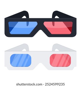 3d cinema glasses icon isolated on white background Design black and white 3D cinema glasses for movies.