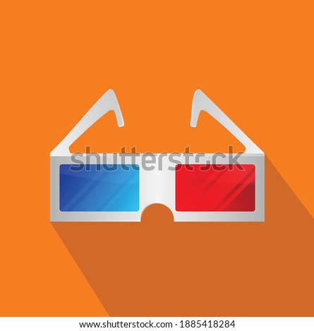 3d Cinema Glasses Icon Vector Illustration on Orange Background 