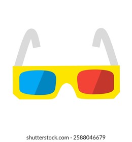 3D cinema glasses isolated on white. Cinema themed element suitable for posters, stickers or branding.