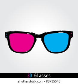 3D cinema glasses sketch vector illustration