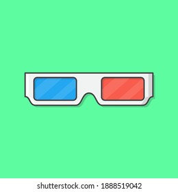 3D Cinema Glasses Vector Icon Illustration. Cinema Movie Flat Icon