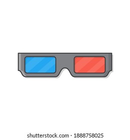 3D Cinema Glasses Vector Icon Illustration. Cinema Movie Flat Icon