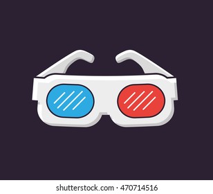 3d cinema glasses vector icon.