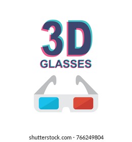 3d cinema glasses, vector, illustration, isolated on white background.