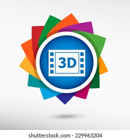 3D cinema icon. Flat design style 