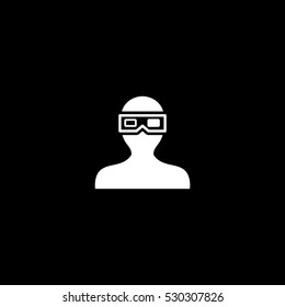 3d cinema icon, isolated, white background