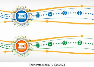 3D cinema icon on background for banner, web, site, design, advertising, print, poster. Vector template.