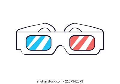 3d cinema paper glasses isolated vector illustration