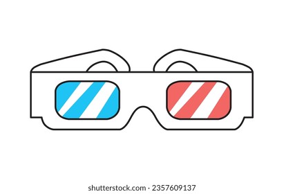 3d cinema paper glasses isolated vector illustration