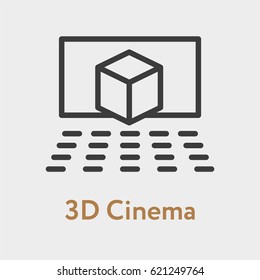 3D Cinema Theater Minimal Flat Line Outline Stroke Icon Pictogram Symbol