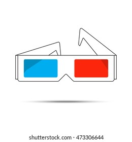 3d cinema white glasses, isolated, vector illustration.