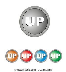 up 3D circle button icon vector
