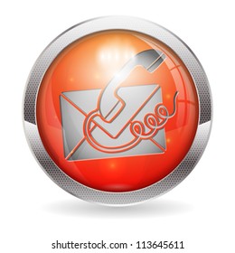 3D Circle Button with Telephone and Envelope Icon Contact Us, vector illustration
