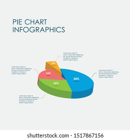 3D Circle Chart, 3D Pie Chart, Infographics Elements Vector Flat Design, Full Color, Template
