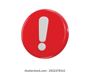 3d circle exclamation sign warning or danger risk message alert problem icon