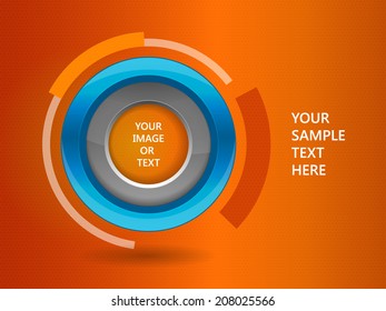 3D circle frame on a orange background. Vector illustration