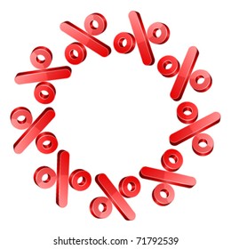 3d circle frame from red percent vector background