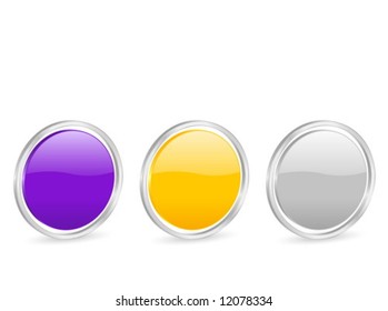 3d circle icon with metal contour, isolated on white background. Vector illustration