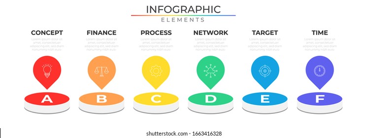 3D Circle Infographic Design Template With Icons And Six Steps Process. Vector Illustration For Company And Corporate Business Project And Presentation. Eps 10