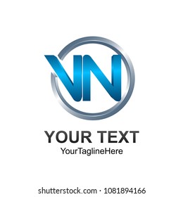 3D Circle Letter VN initial alphabet logo design template element