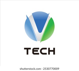 3d Circle logo featuring a stylized letter 'V' with blue and green colors, representing technology.