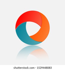 3d Circle Logo, Circle Infographic Element Design With Gradient And Paper Shadow Effect 3 Options Or Steps. Infographics Business Concept. 