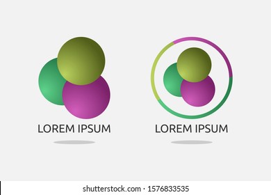 3D circle logo. purple golden green circle concept