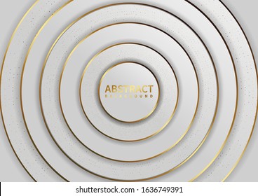 3D circle overlap luxury background with glitters, dot gold pattern. Modern luxury style. Vector illustration