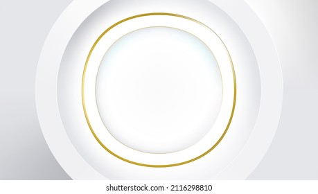 3D Circle Paper With Golden Edge Background. EPS10 Vector