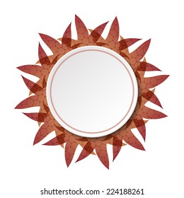 3d circle paper white banner on abstract floral and leaves background.