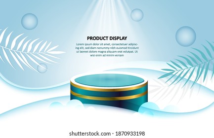 3d circle podium display. Abstract blue background for Product Presentation, mock up, show cosmetic product. Vector Illustration

