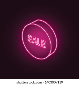 3d circle sale neon icon. Elements of Sale set. Simple icon for websites, web design, mobile app, info graphics