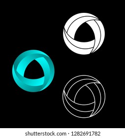 3D circle set icon on a black background.logo design