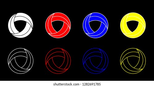 3D circle set icon on a black background.logo design