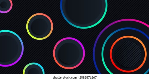 3D circle shape dimension layers background with colorful line - Vector Illustration