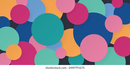 3D circle sheet vivid colors paper cut style background vector illustration.