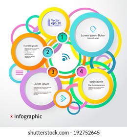 3D Circles bright layout, vector illustration