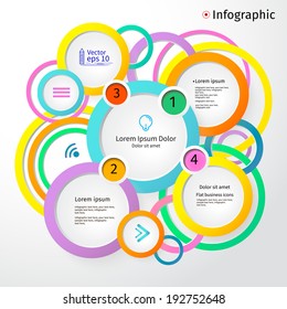 3D Circles bright layout, vector illustration