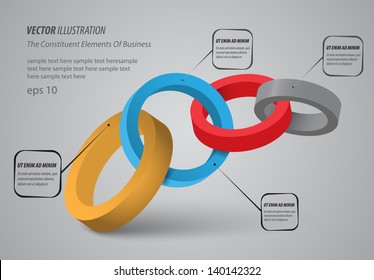 3d circles chain data - vector background