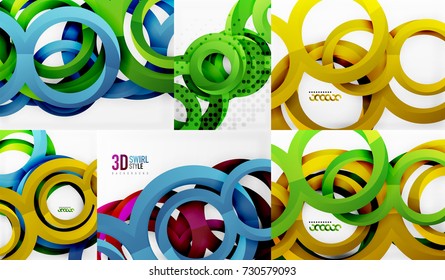3d circles and rings, vector digital background set. Vector illustration