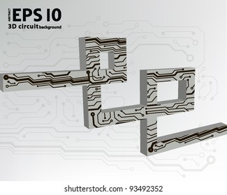 3D circuit board background. vector illustration