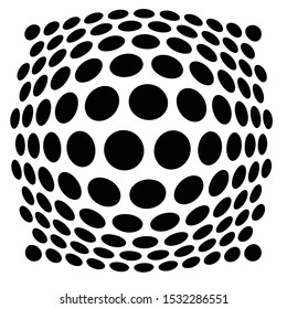3D circular burst. Convex globe, sphere, orb distort. Inflate design pattern. Radiation, bulge, bloat effect. Radial, radiating warp. Bulb, relief protuberant graphics. Abstract dilate, curve texture