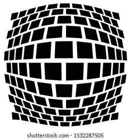 3D circular burst. Convex globe, sphere, orb distort. Inflate design pattern. Radiation, bulge, bloat effect. Radial, radiating warp. Bulb, relief protuberant graphics. Abstract dilate, curve texture