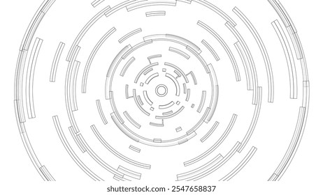 3D circular pattern. Style wireframe model. Vector. 3D Illustration