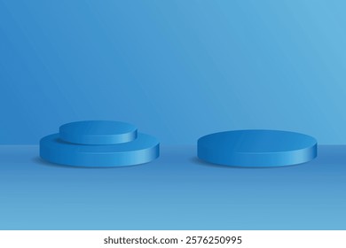 3D Circular Podium in light blue room for technology concept product display and showroom Mockup