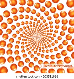 3d circular spiral of  spheres  background backdrop, stock vector graphic illustration