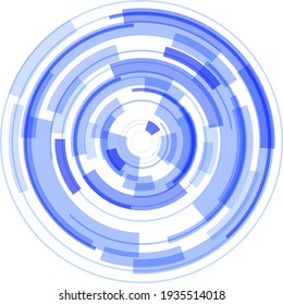 3D circular symbol, abstract lens technology design, rotating vector illustration.