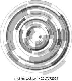 3D circular symbol, abstract lens technology design, rotating vector illustration.