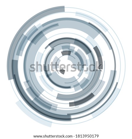 3D circular symbol, abstract lens technology design, rotating vector illustration.