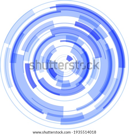 3D circular symbol, abstract lens technology design, rotating vector illustration.